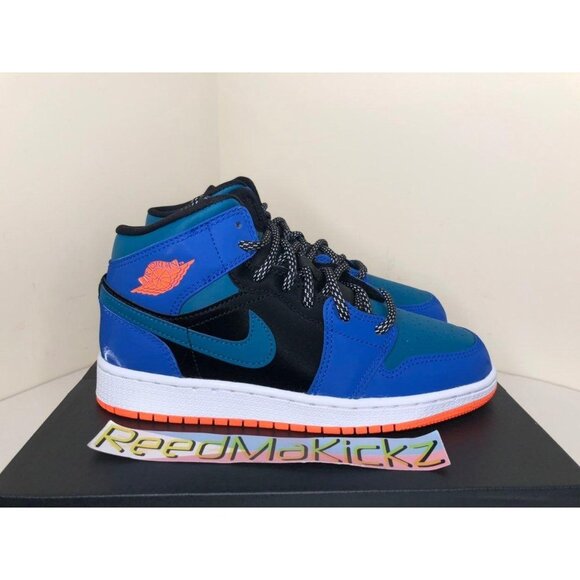 Jordan 1 Mid Racer Blue Knicks kids 5.5Y - Picture 4 of 6